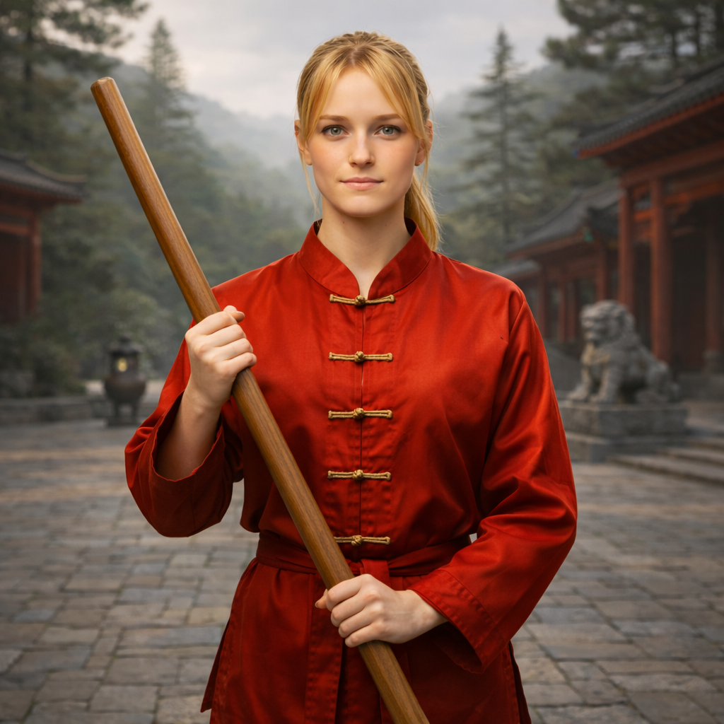 kung fu girl facing the camera