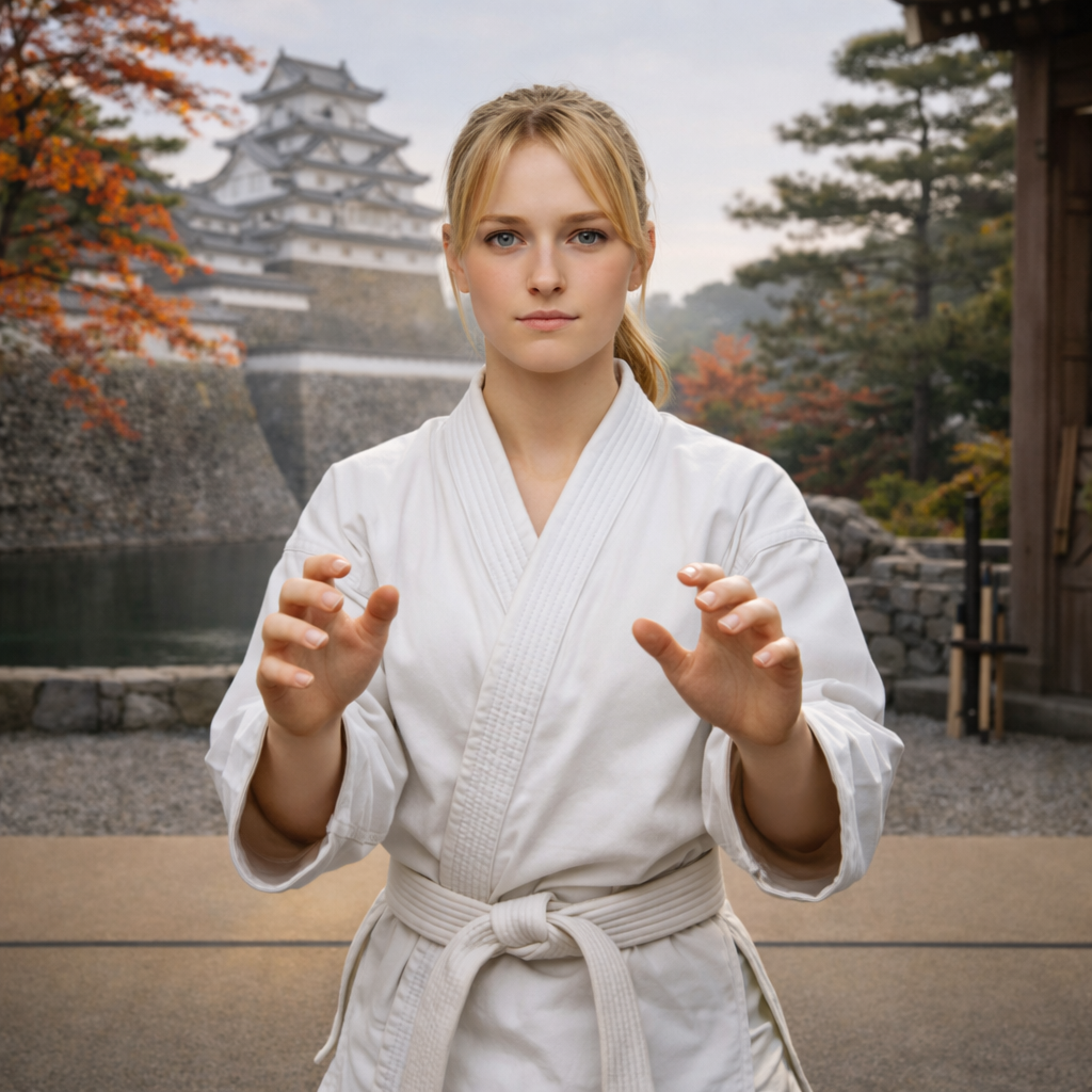 Jiu-jitsu girl facing the camera