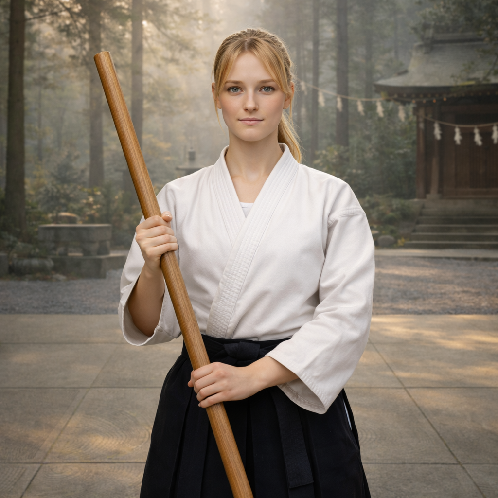 Aikido girl facing the camera