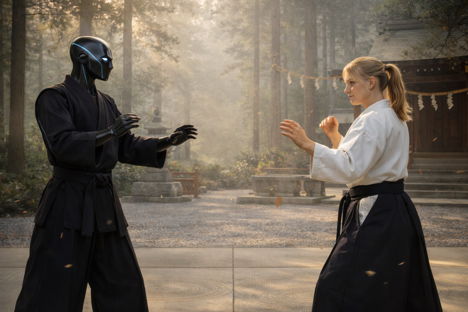 girl fighting against AI with Aikido