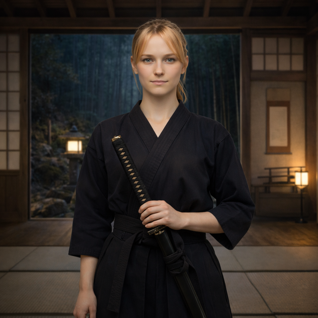 Iaido girl facing the camera