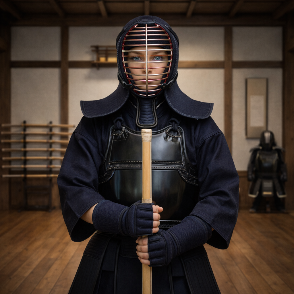 Kendo girl facing the camera