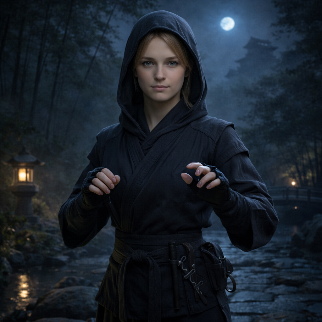 Ninjutsu girl facing the camera